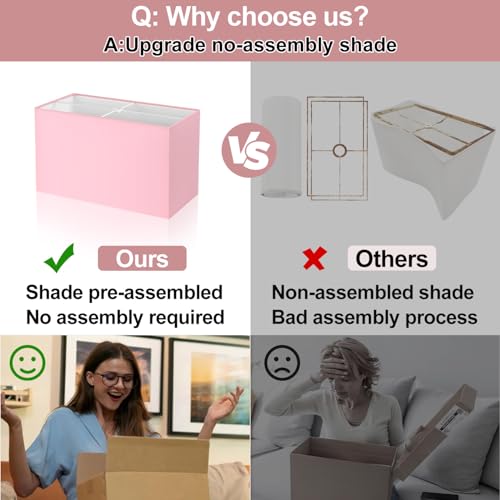 Image of Lynnoland 21 inch Set of 2 Table lamp with USB A+C & AC Outlets, Touch Control 3-Way Dimmable Nightstand Lamps for Bedroom Living Room Office Reading, Pink Shade Touch Lamps, 5000K LED Bulbs Included