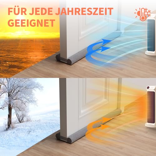 BKSAI Zugluftstopper für Türen Rückstandlos Türdichtung Haustür 60-110CM Windstopper Kälteschutz Schallschutz Unten Türbodendichtung Luftzugstopper gegen Zugluft, Schall & Insekten Waschbar