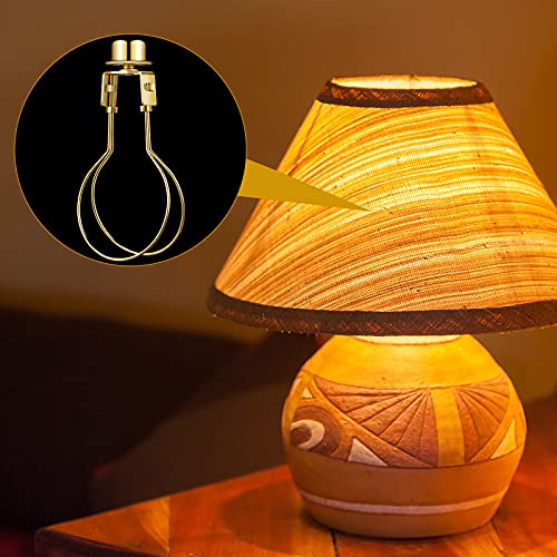 Image of Honoson 2 Pcs Bulb Lamp Shade Light Bulb Clip Adapter Includes Finial and Lampshade Levellers for Replacement (Golden and Silver)