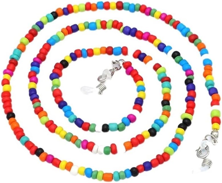 HOOENG Chains Eyeglass Strap for Women Colorful Beaded Face Mask Lanyard Stylish Eyewear Retainer Sunglass Straps (Color : 04, Size : 1)