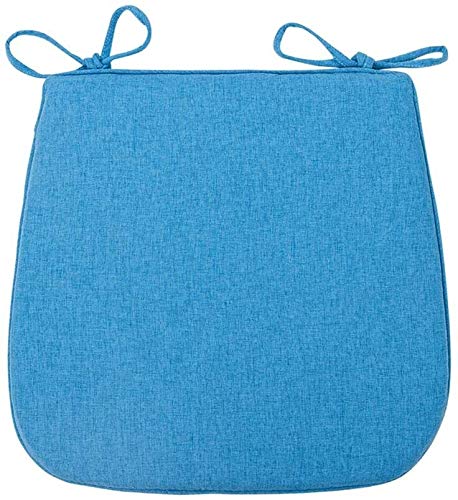 Cojín de jardín Cojín for silla Almohadillas for silla de comedor con lazos, antideslizante Lino de color sólido Suave for silla de comedor Oficina Patio Cojín for asiento de automóvil -azul 45x42cm(1 Cover