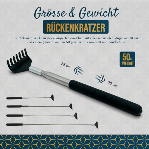 RAAFI 2er-Pack Rückenkratzer gegen Juckreiz. Hochwertiger Edelstahl Kratzhand back scratcher ausziehbar von 20 auf bis zu 68 cm mit… – Ansicht 2