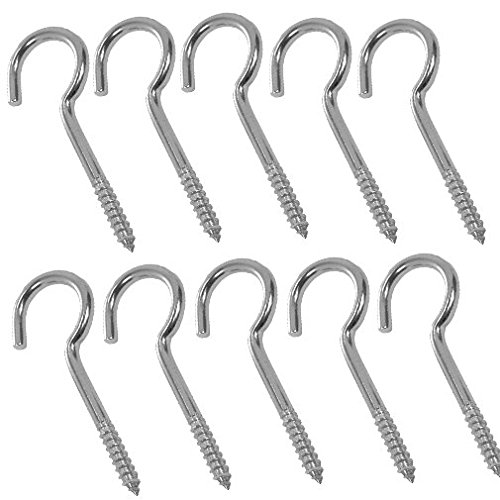 Preisvergleich Produktbild 10 Stück Schraubhaken gebogen 50 mm A4 Edelstahl massive Deckenhaken Wäscheleinenhaken