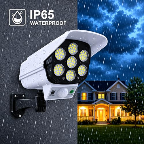 Image of Outside New Step Solar Light Garden Waterproof Stair Deck Pool Patio Fence Gate Yard Floor Step Balcony Sunlight Pathway Solar 77 LED Motion Sensor Security Camera Shaped