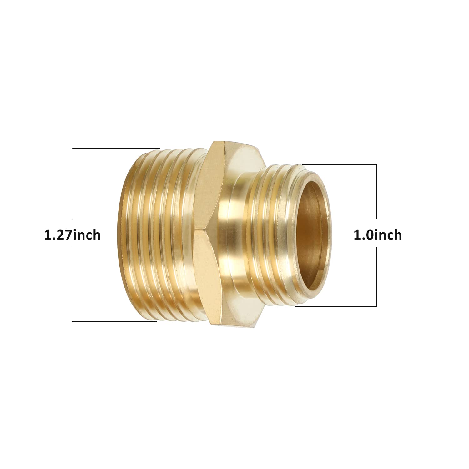 STYDDI Conector acoplador macho NPT de 3/4 pulgadas GHT x 1 pulgada, adaptador de conversión de manguera de jardín de latón, rosca de manguera de jardín a rosca macho NPT de 1 pulgada