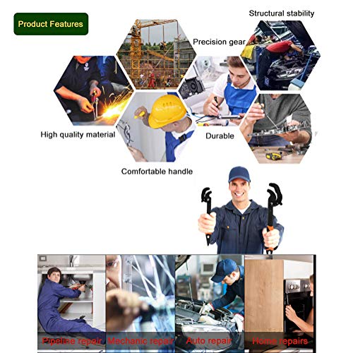 Lejostol Multi-Function Magic Wrench Universal Adjustable Wrenches 1045 Steel, Pipe Wrench Set 10.5 And 15-Inch,2-Piece #TOP6