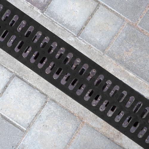 Rejilla de desagüe exterior de plástico PE Zerodeko negra con cubierta para patio 6