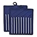 DII 100% Cotton, Machine Washable, Everyday Kitchen Basic, Chef Stripe Commercial Grade, Restaurant Quality Pot Holder Set of 2, Nautical Blue