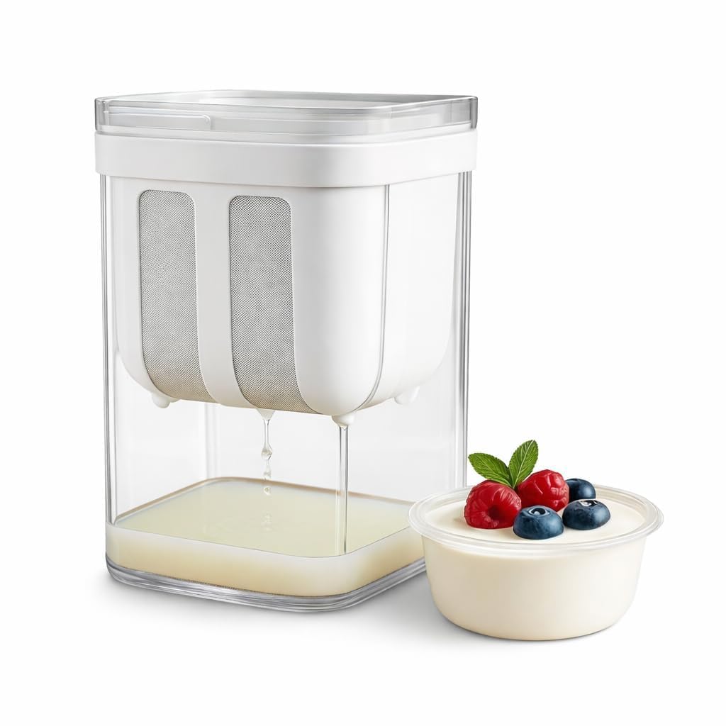 1100ml Yogurt Maker Curd Strainer Container, Greek Yogurt Maker with Filter Strainer Box for Homemade Curd, Cheese and Hung Curd, Kitchen Yogurt Straining Tool (Pack of 1)-image-36