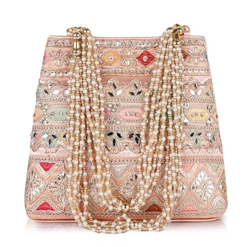 Image of PLANX Velvet SilK Stylish Embroidery Unique Design Traditional Ethnic Wedding Party Handheld Potli For Women | Potli Bag