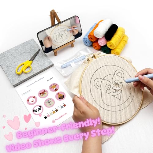 Image of Punch Needle Coaster Kit for Adults Beginners, Easy Punch Embroidery Starter Set with Instructions - Fun Mug Rug Making Kit for Table Decor & Festival DIY Gifts (6pcs Cute Animals)