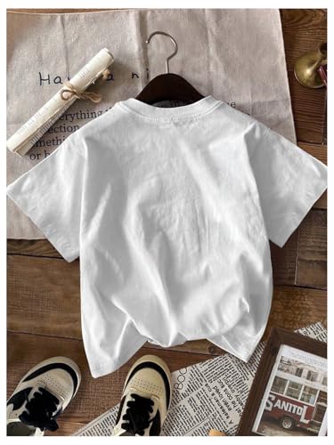 Image of RoseSeek Women's Graphic Letter Tee Crew Neck Drop Shoulder Trendy Summer T Shirt Short Sleeve Vintage Car Print Top