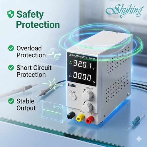 Image of SKYKING 30V 5A Variable DC Power Supply | SMPS Bench Supply with Adjustable Voltage & Current | Digital Display Lab Power Supply for Electronics Repair, Mobile Testing, DIY Projects