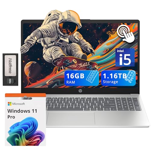 HP Pavilion 15.6インチHDタッチスクリーンノートパソコン、Intel i5-1235U、16GB RAM、1.16TBストレージ(1TB SSD + 160GBドッキングステーションセット)、Intel Iris Xe Graphics、N