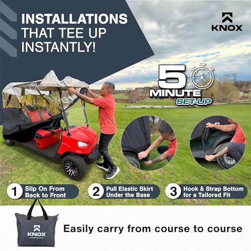 4 Person Golf Cart Enclosure, 2+2 Seater, 600D Transparent Golf Cart Cover Storage, Golf Cart Accessories, Up to 61.5\" L roof, Compatible with EZGO TXT/RXV, Yamaha, Club Car DS/Precedent, Evolution - Thumbnail 3
