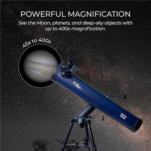 Image of Pie Matrix Draco 90800 Reflector Telescope - 90mm Aperture, 800mm Focal, ALT-AZ Side ARM Mount, Smartphone Adapter, Tripod - High-Power Telescope for Beginners & Intermediate Stargazers