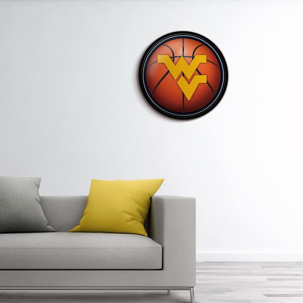 The Fan-Brand NCAA West Virginia Mountaineers: Basketball - Modern Disc Wall Sign - Sports Team Bar Sign Décor - Home, Dorm, Garage, Office, Fan Cave