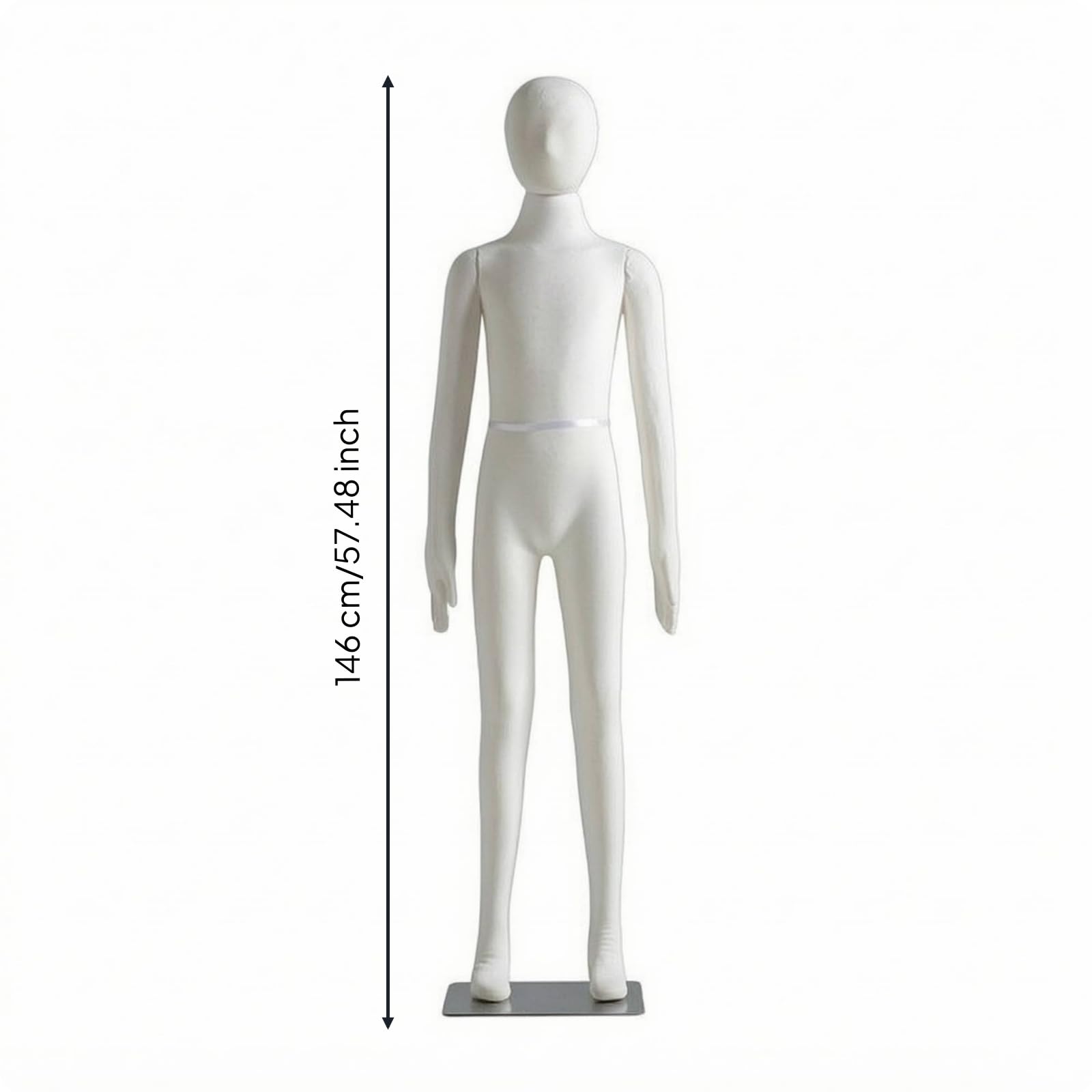 Kinder Schaufensterpuppe Kinderfigur Schaukörper Anziehpuppe Büste Vielseitige Präsentationsfigur für Freizeit Und , 146cm , 12-Jähriges Stehendes Modell Mit Sockel