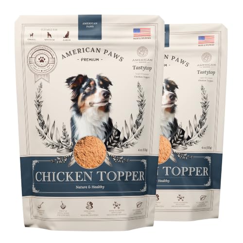 Image of American Paws All-Natural Chicken Dog Food Topper - High Protein Pure Chicken Breast Flavor Enhancer for Picky Eaters, 4 oz Pouches (Pack of 2), Sourced and Made in USA