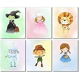 Wizard of OZ Prints - Set of 6 Kids Bedroom Nursery Wall Art Decor (8 inches x 10 inches) Photos Dorthy Tinman Scarecrow Lion Wicked Witch Glinda Good Witch