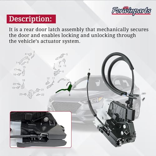 Image of Forwinparts 81420-D3000 Rear Door Lock Actuator Latch for 2016-2021 Hyundai Tucson 81420D3000 Rear Right Passenger Side