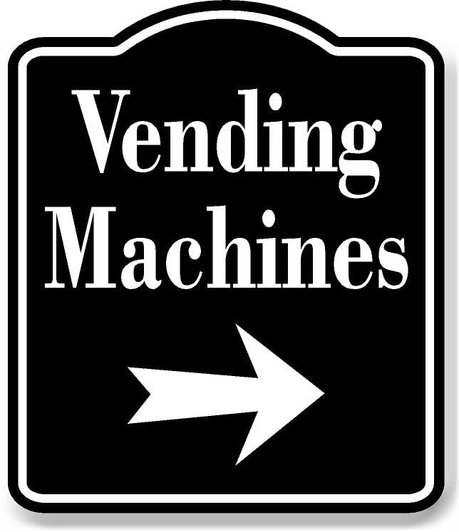 Vending Machines right arrow Black Aluminum Composite Sign, 15"x18"