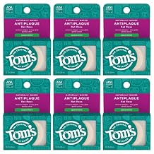 Toms of Maine Naturally Waxed Antiplaque Flat Dental Floss, Spearmint, 32 Yards 6-Pack Packaging May Vary