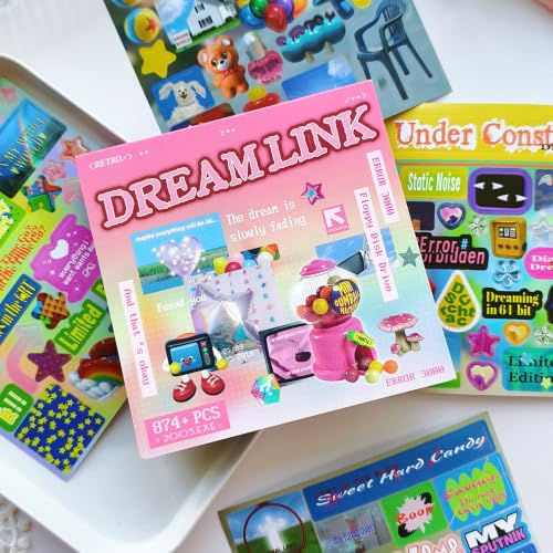 Image of 750+ Pcs Dreamcore Sticker Book for Journaling | Weirdcore Aesthetic Scrapbook Stickers, Pre-Cut Waterproof Decals for Planner, Junk Journal, Notebook