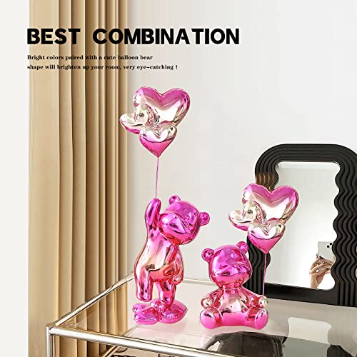 Resin Animal Statues Bear Sculpture Home Decor Accents For Living Room Office Office Bedroom Kitchen Bookshelf Desktop,Modern Bear Statue Collectible Figurines Decoration(Sitting-Pink) #TOP3