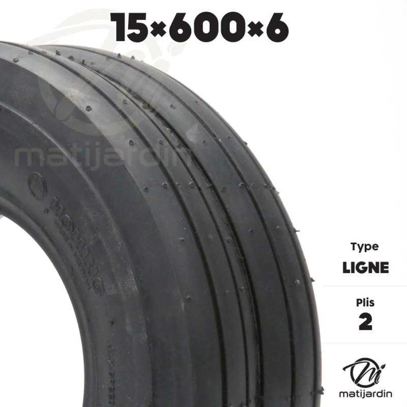 Matijardin - Pneu ligné 15x600x6 | 2 plis Tubeless | 15x6.00-6