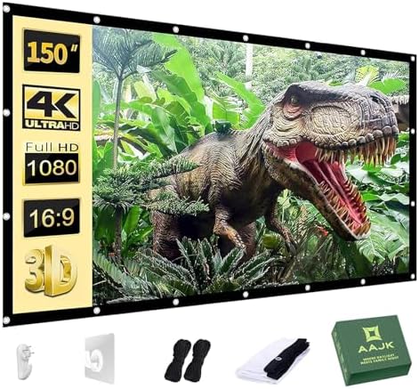 AAJK Outdoor Projector Screen 150 inch, Washable Projector Screen...