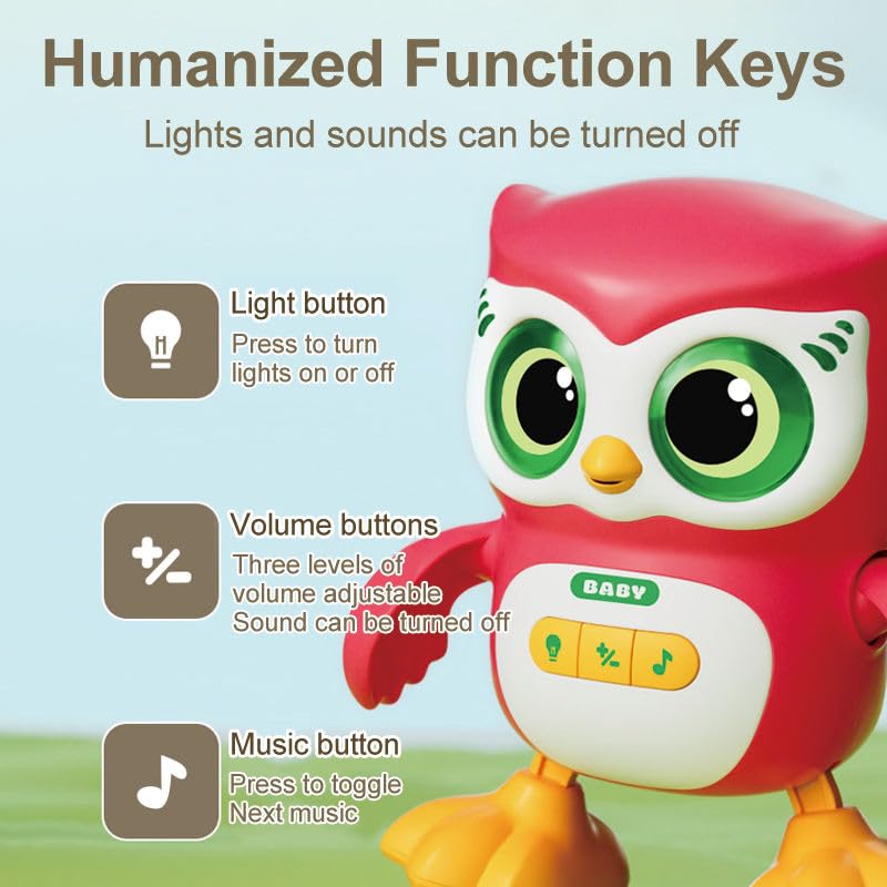 Image of Jack Royal Owl Interactive Toy, Little Owl Sleep Soother with Lights and Music Sounds, Smart Dancing Singing Educational Cute Baby Owl Toy for Kids Aged 6 and Up (Red)