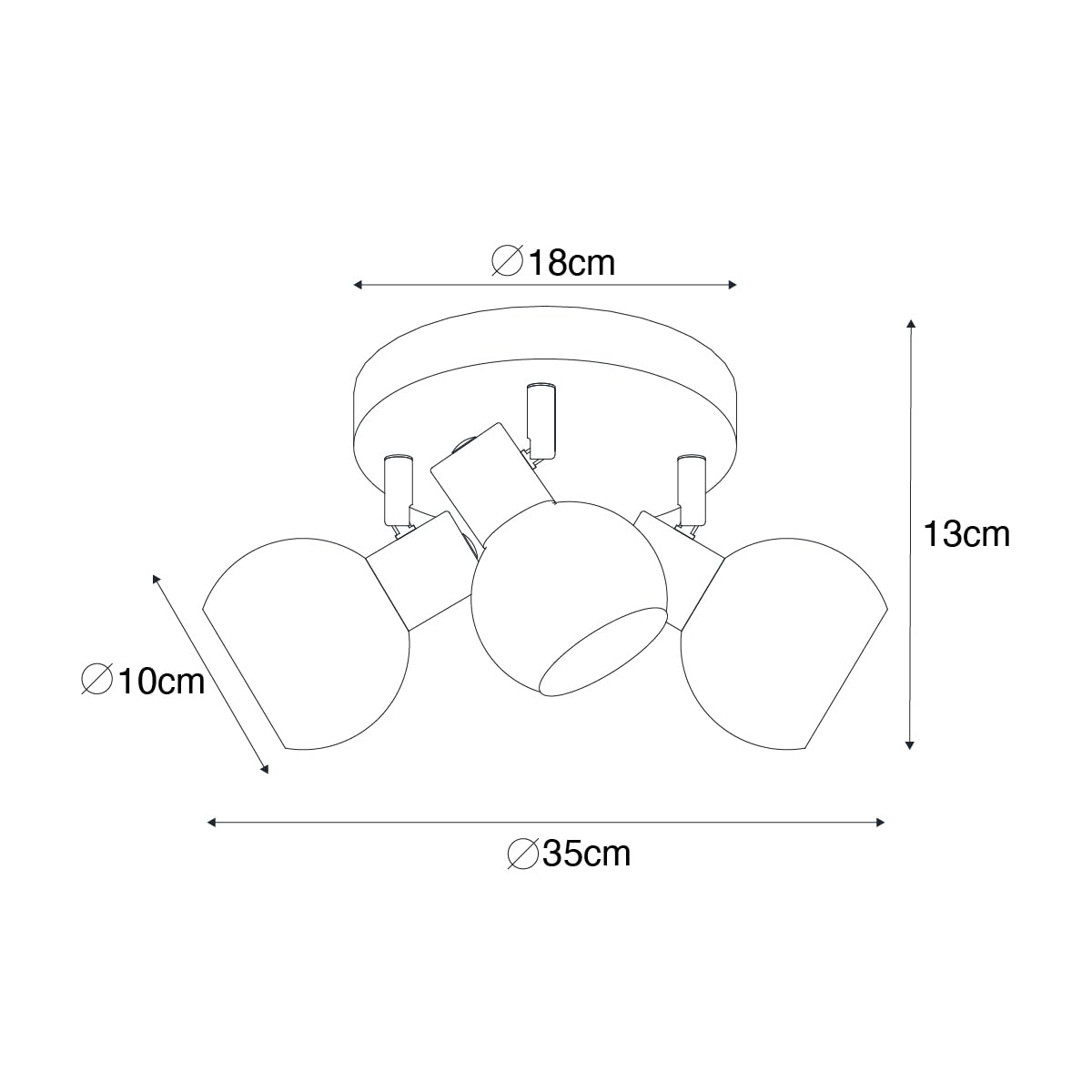 Qazqa Verstellbarer Deckenstrahler, Deckenspot - Vidro - Grün, max. 25W, Geeignet für LED, 35cm, Rund, 3-flammig, Ideal als Wohnzimmerlampe, Küche lampe und