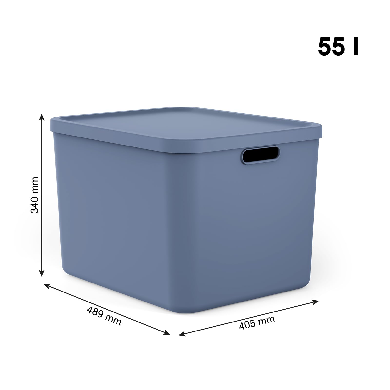 Rotho Albula 3er-Set Aufbewahrungsbox mit Deckel 1x55l +2x20l Kunststoff (PP recycelt) (Blau)