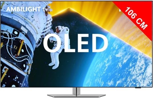 Philips Ambilight 42OLED809 4K OLED Smart TV - 42 Inch Display with P5 AI Perfect Picture Engine, Ultra HD Google TV, Dolby Vision and Atmos Sound, Works with Alexa and Google Voice Assistant