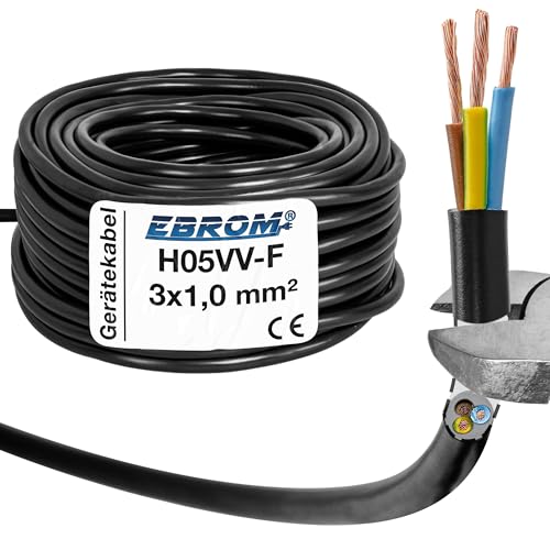 Schlauchleitung Gerätekabel H05VV-F 3G1 mm² - 3x1,0 mm² - schwarz - 10/25 / 50 oder 100 Meter wählbar - Ihre Auswahl: 3x1 mm2 - Länge: 10 Meter