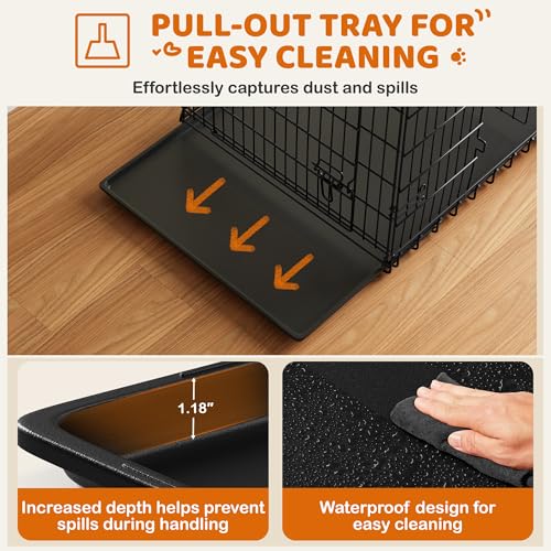 Image of Yaheetech 48in Double Door Metal Dog Crate w /Divider for Puppy Indoor Use | Heavy-duty Sturdy Metal Frame, Easy Assemble, Fold Up for Travel, Removable Tray, Ideal for Puppies, Medium to Large Dogs