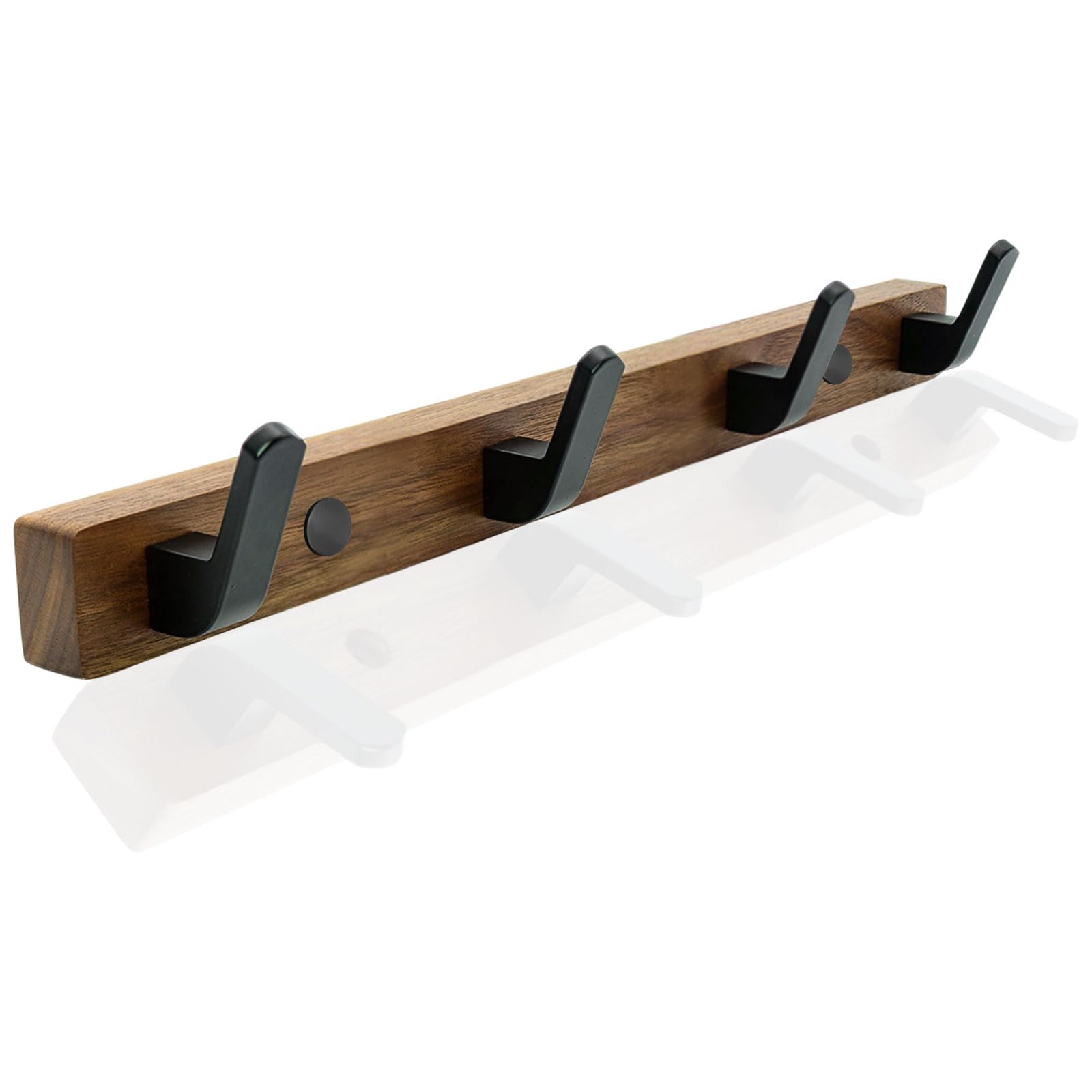 Coat Rack Wall Mount Solid Walnut Black Hooks Inches