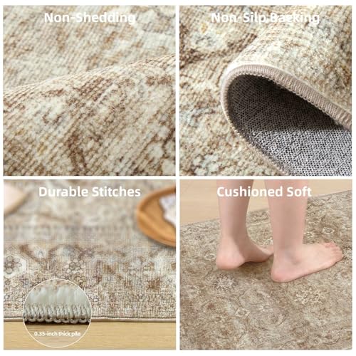 Runners for Hallways Kitchen Runner Rugs: 2'x 10' Washable Runner Rug Non Slip Long Floor Rug with Rubber Backing Faux Wool Distressed Soft Carpet Runners for Entryway Indoor Foyer Bedroom Farmhouse
