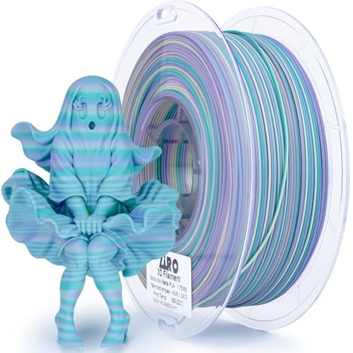 Image of ZIRO PLA Filament 1.75mm, Matte Multicolors 3D Printer Filament, Dyanmic Visual Effect, Fast Color Change Matte PLA Stripes Series, 2.2lbs Spool, Fit for Most 3D Printer, Mermaid Stripes