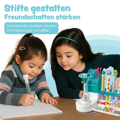 Clementoni Idea Stift-Atelier mit über 50 Accessoires - DIY Stifte-Set mit über 50 Accessoires - Bastelset zum Stifte selber machen, Kreativspielzeug & Geschenk-Set für Kinder ab 6 Jahren, 59415