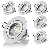 badezimmer spots led ► SWEET-LED EINBAUSTRAHLER IP44 3W 6er SET ◄ | hochwertige Verarbeitung – langlebig – stilvolle Optik | Einbaustrahler in rund – Alu / Silber gebürstet | Inkl. GU10 Fassung aus Keramik | für Badezimmer – Feuchtraum und Terrassenüberdachung geeignet