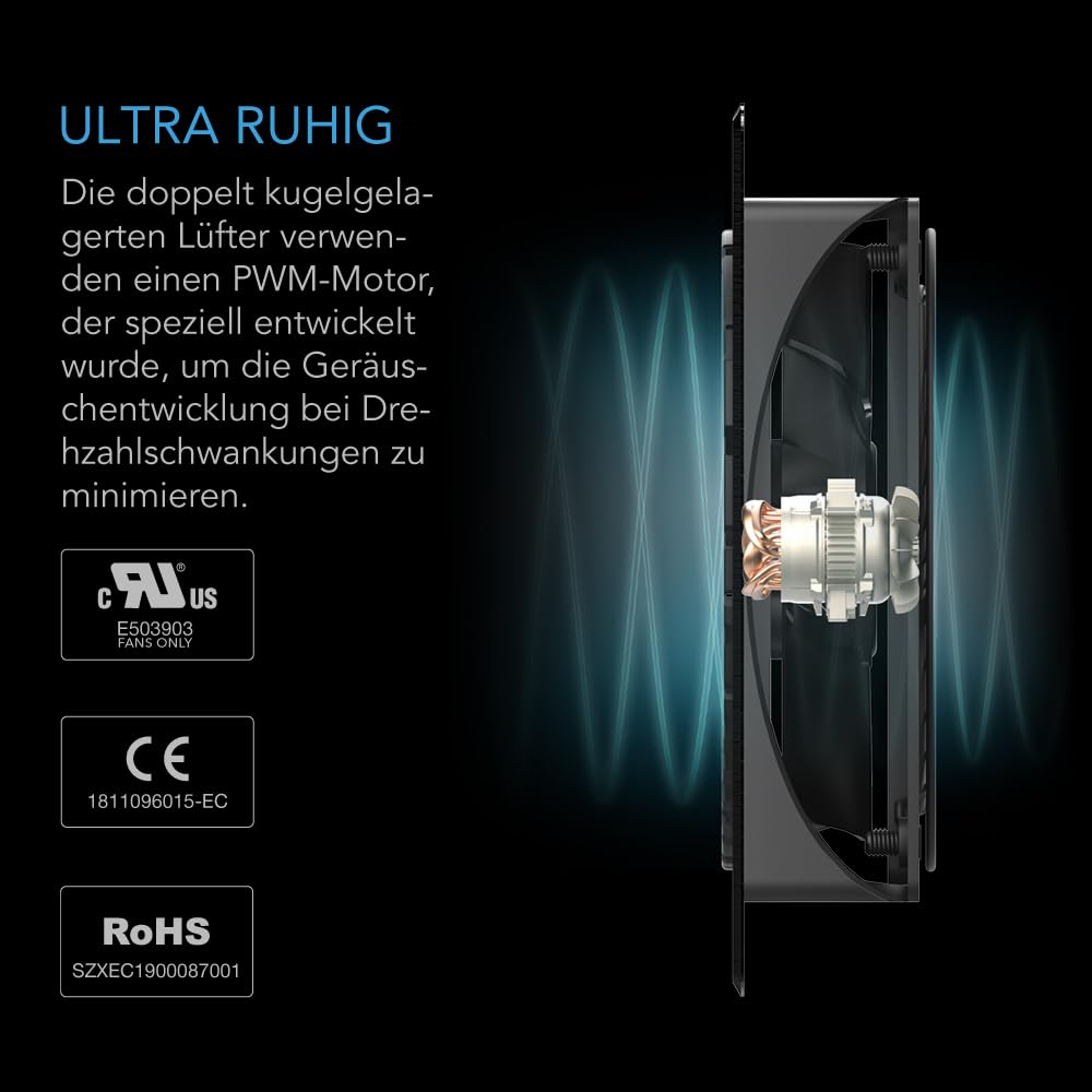AC Infinity Airplate S9, leises Lüfter-System mit Geschwindigkeitsregelung, für Heimkino, Serverschrank