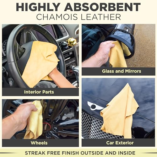 CarMax® English Premium Grade Chamois Leather - Regular - the ideal shammy for glass, mirrors, chrome inside and out, super soft and highly absorbent, from the UK