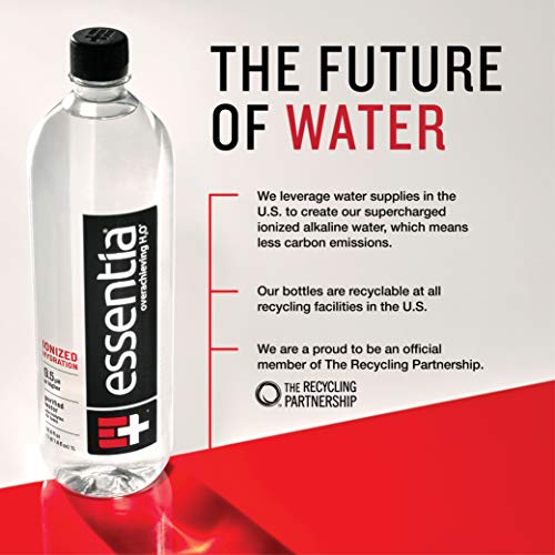 Essentia Water, Ionized Alkaline Bottled Water; Electrolytes for Taste, Better Rehydration, pH 9.5 or Higher, 33.8 Fl Oz, Pack of 48