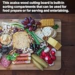 Cutting Boards,20"L x 15"W Acacia Wooden Cutting Board for Kitchen,Wood Chopping Board with Juice Groove and Sorting Compartment,Pre-Oiled Carving Tray Charcuterie Board for Meat Cheese Fruit - Image 3