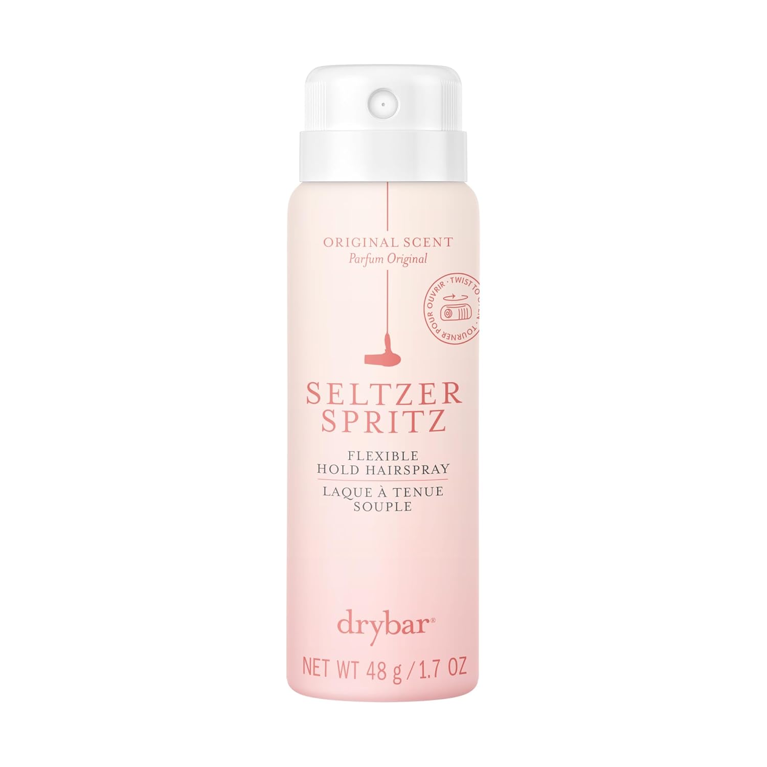 Drybar Seltzer Spritz Flexible Hold Hairspray | Holds Style for 8 Hours* with Touchable Finish, Adds Softness, Ultrafine Mist Diffuser for Even, Quick Drying Application, Vegan & Cruelty Free