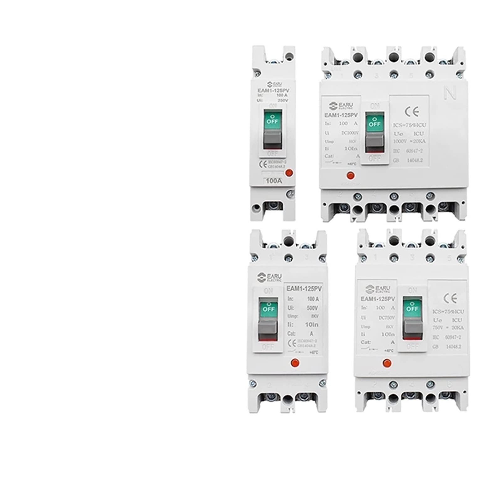 Disjoncteur boîtier moulé MCCB 3 pôles 750V 25A pour onduleur solaire