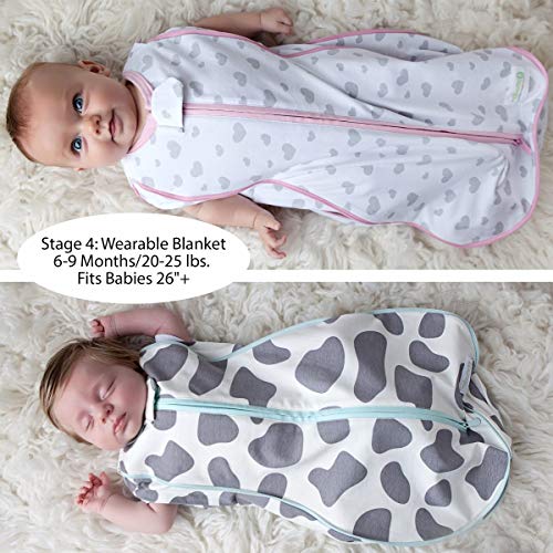 Image of Woombie Grow with Me Baby Swaddle, Convertible Swaddle Fits 0-9 Months, Expands to Wearable Blanket for up to 18 Months, Elephants Pink