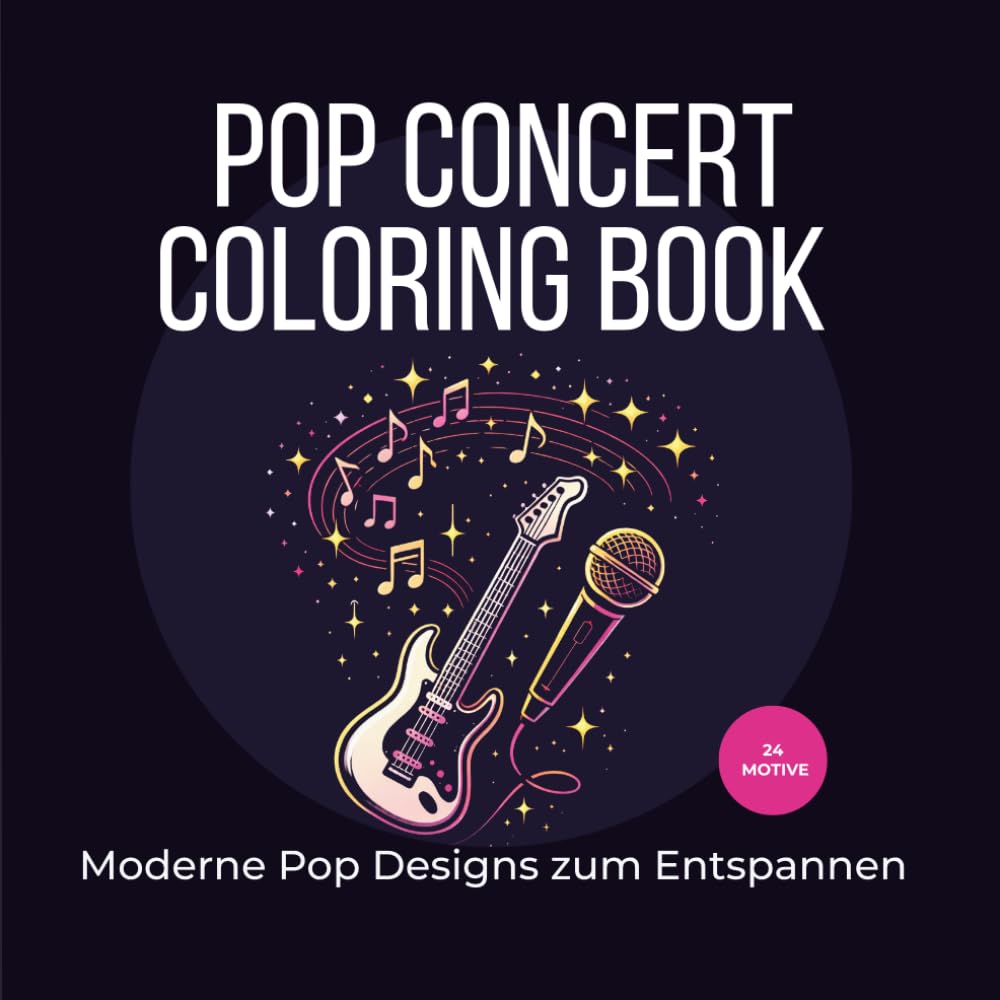 Popstar inspiriertes Malbuch: 24 generische Popkultur Motive: Einseitig bedruckt • Geschenk für Musikfans • Ohne geschützte Inhalte